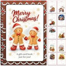 1pc Christmas Gift Card Book Holiday Gift Card Holder, Christmas Gift Book With Gift Card Slots, Santa Claus, Christmas Tree, Gingerbread Man Pattern Cover, Portable Spiral Bound Gift Card Holder, Stationery Supplies - Christmas Gift Book - View 5