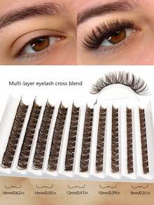 Asiteo 120pcs Brown Cluster False Eyelashes D Curl Single Strand Thick Lash Extensions Suitable For Natural Mocha And Dramatic Makeup DIY Home Use - D - View 4