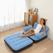 Giường sofa hơi PVC phủ nhung gấp gọn di động, sofa hơi đa năng chuyển đổi thành đệm hơi, phù hợp làm quà tặng ngày lễ - Nhiều màu - Xem 2
