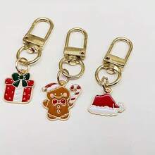 21pcs Christmas Theme Keychain Set, Including Santa Claus, Christmas Tree, Reindeer, Gingerbread Man, Candy Cane, Christmas Hat And Other Accessories, Perfect For Bag And Car Decoration, Ideal Christmas Gift - Multicolor - View 4