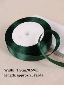 Size 25 (Approximately 23 Meters) 1-4 Cm Forest Green Ribbon, Single-Sided Polyester Craft Ribbon, Suitable For Handmade Roses, Gift Packaging, Bouquets, Weddings, Christmas Party Decorations - Multicolor - View 6