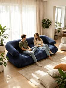 1pc U-Shaped Portable Inflatable Outdoor Leisure Chair, Flocked Soft Comfortable Slouchy Sofa Chair, Breathable PVC, Modern Lightweight Compact Foldable Inflatable Outdoor Sofa, Suitable For Autumn/Winter, 2-Person Use For Living Room, Balcony, Camping - Multicolor - View 7