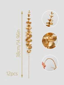 Gold Eucalyptus Artificial Flowers - Realistic Artificial Eucalyptus Leaves Perfect For Christmas, Wedding, Valentine's Day Decor And Home Decor (Pot Not Included) - Gold - View 14