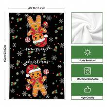 2/4/6 pcs Serbet Dapur Natal Motif Gingerbread Man, Set Handuk Dapur Natal - MultiWarna - View 6