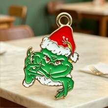 The Grinch إكسسوارات ديكور عيد الميلاد قلادة قطرة زيت من سبيكة مفتاح سلسلة أقراط سحر حقيبة - تتوفر عدة موديلات - مشاهدة 2