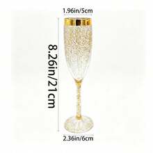 1/6/12pcs Acrylic Transparent Gold Flake High Stem Glasses, Various Quantities Available For Champagne And Cocktail, 5oz Rippled Acrylic Material, Suitable For Indoor And Outdoor Use, Parties, Picnics, Events - View 3