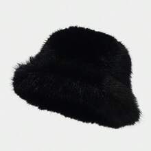 3pcs Thick Faux Fur Plush Bucket Hat, Warm Outdoor Sports Bucket Hat, Fluffy Wide Brim Cold-Proof Bucket Hat, Autumn/Winter - Multicolor - View 6
