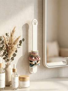 3D Printed Cat Paw Hair Tie Holder - Wall Mounted Scrunchie Organizer And Headband Display Stand - Cute Minimalist Hair Accessory Storage Rack For Vanity And Bathroom, Jewelry Towers - View 3