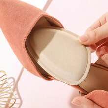 1 Pair Pointed Toe Soft Sole Pressure Relief Insoles, Shock Absorbing Pads, Anti-Slip Design, Suitable For High Heels Memory Foam Insoles, Soft Breathable Front Foot Pads, Pointed Toe Foot Protection Pads, Washable Shoe Accessories - Beige - View 2