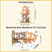 1pc Baby Cat Stacked Cartoon Wall Sticker, PVC Removable Decal, Suitable For Door Switch Wall Decoration, Cute Kids Room Decor, Cartoon Wall Sticker, Nursery - Multicolor - View 10