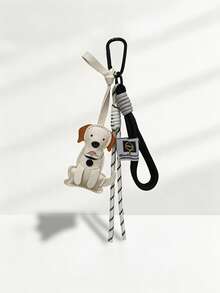 Cute PU Labrador Retriever Bag Charm Keychain, Dog Pendant With Braided Rope Lanyard, Car Keychain, Bag Decoration, Gift For Women, Dog Lovers - Multicolor - View 5