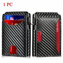 Men Carbon Fiber RFID Wallet Slim Bifold Minimalist Credit Card Holder Magnetic Anti Theft Pop Up Metal Card Case Front Pocket Purse Bag Gift For Men - Multicolor - View 9