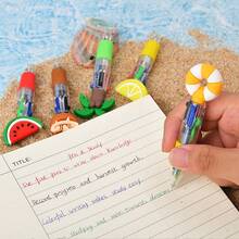 2pcs/Set Beach Series Cute 4-Color Ballpoint Pens, Cartoon Creative Mini Pocket Pens For Elementary Students - Multicolor - View 8