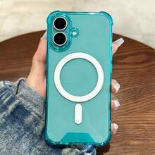 Luxury Shockproof Wireless Charging Transparent Phone Case With Magnetic Frame For IPhone 17/11/12/13/14/15/16 Pro Max Plus/17 Air - Translucent Green - View 1