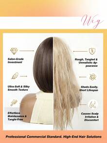 FIVE STARS Elegant Mid-Length Straight Wig With Bangs - Rose Net Cap, Heat-Resistant Synthetic Fiber, Wigs For Women,For Daily,Party,Cosplay,Halloween HOT - Multicolor - View 6