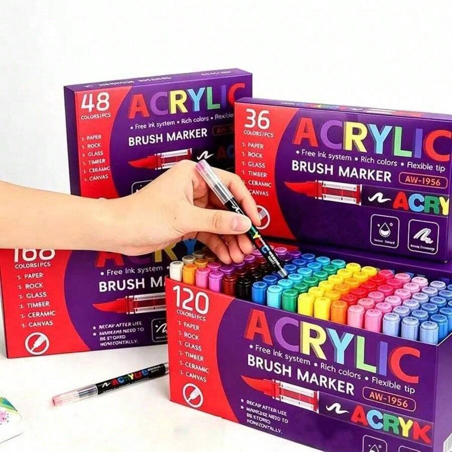 84 Color Options Acrylic Paint Marker Pens, Suitable For Glass, Wood, Stone, Ceramic, Fabric, Metal, Canvas, Card Making, Easy To Use, Professional Artist Grade, Back To School