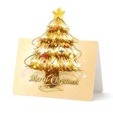 10pcs 3D Christmas Tree Greeting Card Set, New Christmas Blessing Message Card, Holiday Gift, Suitable For Festive Gifting, Atmosphere Decoration, Event Hosting - Greeting Card - View 9