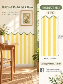 SUPSTICKER Wavy Striped Self-Adhesive Wallpaper, Removable Wall Decor, Suitable For Bedroom, Living Room, Entryway And Home - Stripe - View 14