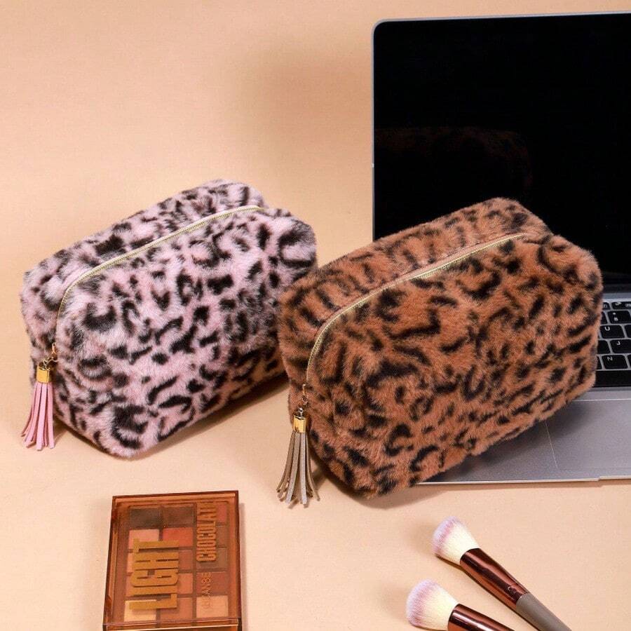 Leopard Print Makeup Bag, Large Capacity Storage Bag, Fashion Toiletry Bag, Convenient Travel Makeup Bag - Toiletry Bag - View 1