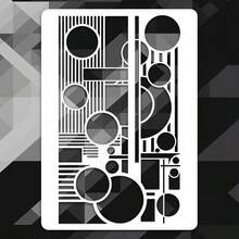 Reusable PET Stencil For DIY Crafts - Geometric Wallpaper & Tile Stencils With Circle & Line Patterns, Suitable For Floors, Walls, Fabric Painting, Floor Tiles - 11.7 Inch X 8.3 Inch - A - View 5