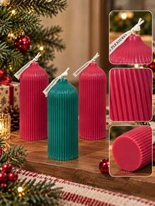 1 Piece Round Top Striped Scented Candle, Red And Green Striped Taper, Suitable For Lighting And Creating Festive Atmosphere, Home Decor, Tabletop Arrangement, Party, Holiday, Wedding, Photography Prop, Holiday Gift, Christmas - A - View 5