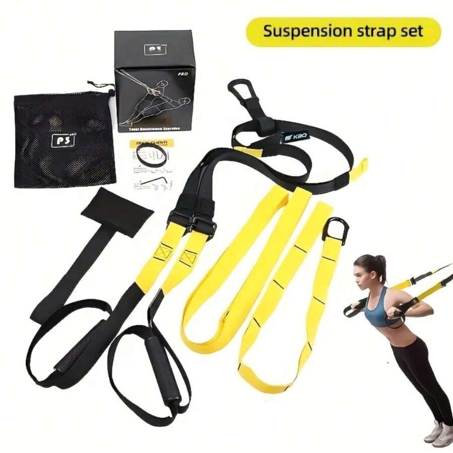 Suspension Trainer, Full Body Workout Adjustable Resistance Band, Pull-Up Assist Strap, Door-Mounted Fitness Training Band, Durable PP Material, Mixed Color Design, Suitable For Home And Outdoor Exercise, Gym Accessory - Multicolor - View 1