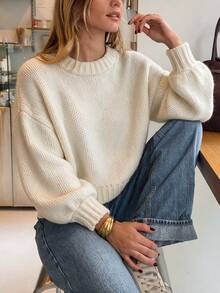 Vuslat Sweater Pullover Wanita Elegan Musim Gugur untuk Sehari-hari, Pesta, dan Halloween - Putih - View 4