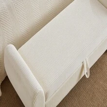 Velvet Folding Bench With Storage And Wooden Legs - 145*51*57, For Bedroom, Living Room And Hallway - Beige + Corduroy - View 11