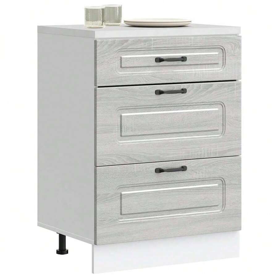 Gabinete de cocina de madera de ingeniería vidaXL Kalmar Sonoma Grey - Gris - Ver 1