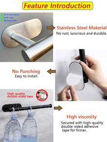 Kitchen Paper Towel Holder, Plastic Wrap Rack, Self-Adhesive Roll Paper Holder, Tissue Box, Napkin Holder, Cabinet Storage Rack, Towel Rack, Dishcloth Rack, Stainless Steel Material, Kitchen Wall Mount, Kitchen Storage Supplies, Bathroom Accessories - Multicolor - View 5