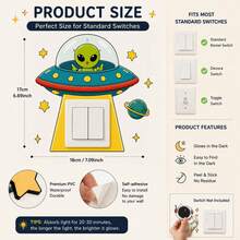 Glow In The Dark Astronaut Space Wall Stickers, Removable Waterproof Vinyl Light Switch Decals, Peel And Stick Decor For Boys Bedroom Playroom Classroom - Astronaut Glow-in-the-dark Stickers - View 9