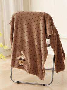 1pc/2pcs Approx. 14*29in/28*55in Pink Leopard Print Towel, Cute Embroidered Rabbit Pattern Coral Fleece Bath Towel + Face Towel, Ultra Soft High Absorbency Quick Dry Thick Non-Shedding Towel, Suitable For Bathroom, Home, Travel - Brown - View 5