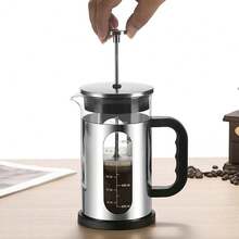 Coffee Machine, French Filter Press, Used To Filter Coffee, Loose Tea And Milk Foam, Stainless Steel Filter, Heat-Resistant Borosilicate Glass - Black - View 10