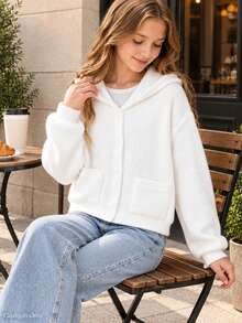 Women's & Girls' Fashion Versatile White Cardigan Sweater, Suitable For Daily Wear, Gatherings And Various Occasions - White - View 3