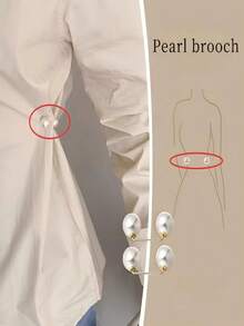 1pc/2pcs/3pcs Faux Pearl Brooch Pin, Chest Anti-Glare Pin Buckle, Pants Length Adjuster, Jeans Hem Fixing Clip, Suitable For Clothing, Tie Adjustment And Anti-Slip, Perfect For Apparel And Holiday Outfits - 3pcs - View 2