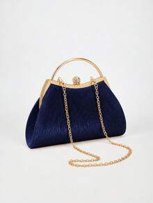 REMANLAND Glitter Bling,Shiny Glamorous,Elegant,Exquisite 1pc Rhinestone Decorated Fashion Metallic Evening Clutch Bag, Suitable For Women's Parties, Weddings, Banquets Dinner Bag,Evening Bag For Party Girl,Woman,For Female Perfect For Party,Wedding,Prom,Dinner/Banquet,For Best Gift For Women - Navy Blue - View 8