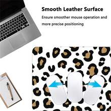 White Brown Leopard Print Mouse Pad | Non-Slip Leather Desk Mat, With 2D Flat HD Printing, Durable And Stylish, Suitable For Gamers And Office Use, Perfect For Halloween And Christmas, Reusable - View 6