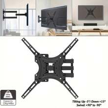 Braket Dudukan Dinding TV Gerak Penuh, Cocok untuk Sebagian Besar TV 32–55 Inci, Pola Lubang VESA Maksimum 400*400 Mm; Dudukan Monitor TV, Mendukung Putar, Miring, Memanjang & Meratakan, Kapasitas Beban Maksimum 55 Lbs - MultiWarna - View 2