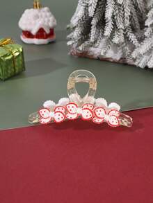 1pc Christmas Cartoon Resin Hair Claw Clip, Santa Claus Snowman Gingerbread Man Large Transparent Hair Accessory, Festive Style Bun Hair Ornament - Multicolor - View 7