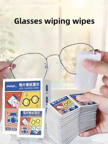 10/100pcs Lens Cleaning Wipes, Phone Screen/Glass Mirror Cleaning Wipes, Suitable For Quick Drying Glasses Screen, Individually Wrapped, Glass Cleaning Paper, Portable Glass Cleaning Paper, Suitable For Travel, Outdoor, Sports, Office, School And Other Occasions. - Multicolor - View 3