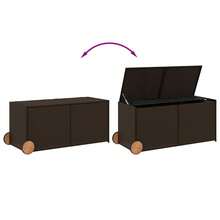 vidaXL Patio Storage Box Poly Rattan Brown - Brown/50" X 21.7" X 22"/23.4" - View 7