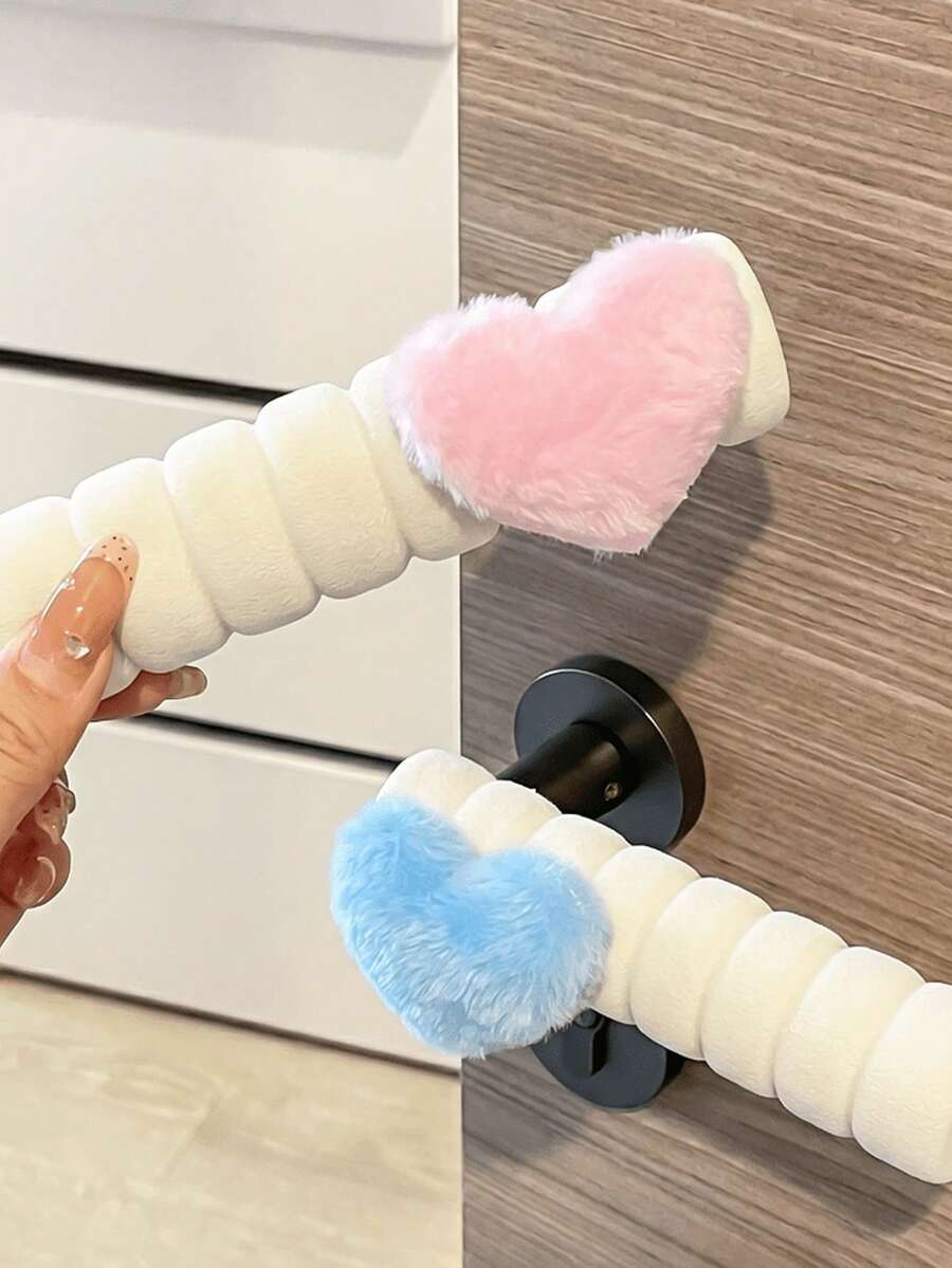 Cute Heart-Shaped Door Handle Cover – Anti-Collision & Bump Protection – Universal Fit For Bedrooms – Protective & Decorative Home Accessory, Home Decor, Christmas Decor - Multicolor - View 1
