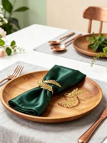 4-30pcs Metal Leaf Napkin Rings, Wheat Ear Napkin Holders, Table Decor Suitable For Wedding, Christmas, Party, Banquet, Dinner - Gold - View 7