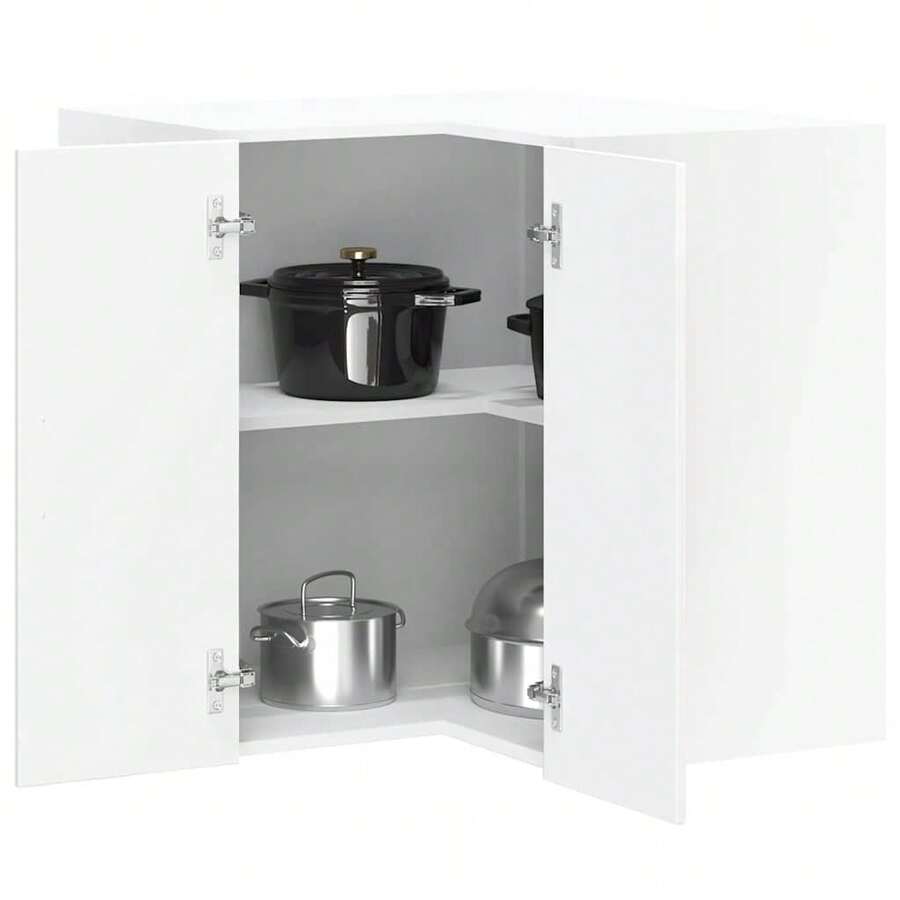 vidaXL Lucca Armario de pared de cocina de esquina blanco brillante - Blanco - Ver 1