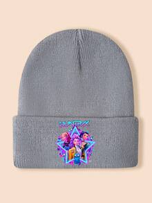 KPop Demon Hunters 1pc Personalized Kids Knitted Hat, Cute Cartoon Anime Girl Pattern, Fashionable Soft Comfortable Breathable Baby Hat, Casual Versatile Autumn/Winter Warm Hat, Suitable For Daily Outings, Holiday Gift - Multicolor - View 20
