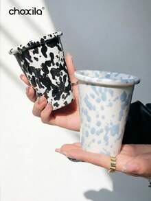 choxila 1pc Splatter Pattern Ceramic Mug, Ink Splatter Design With Rolled Rim, Glazed Handmade Coffee Cup, Suitable For Hot And Cold Drinks, Unique Gift For Coffee Lovers - Ink Coffee Cup - View 5