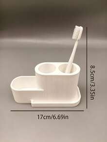 1pc Electric Toothbrush Holder, Can Hold 2 Electric Toothbrushes And 1 Toothpaste, Detachable Design For Easy Daily Cleaning, Bathroom Storage Organizer, Keep Your Bathroom Tidy - Multicolor - View 8
