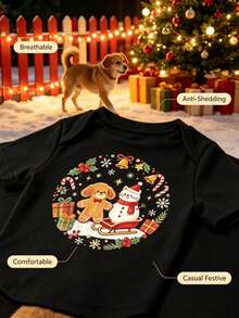 1pc Christmas Print Breathable Anti‑Shedding Pet Tank Vest, Lightweight Comfortable Clothes For Small Dogs & Cats - Multicolor - View 6