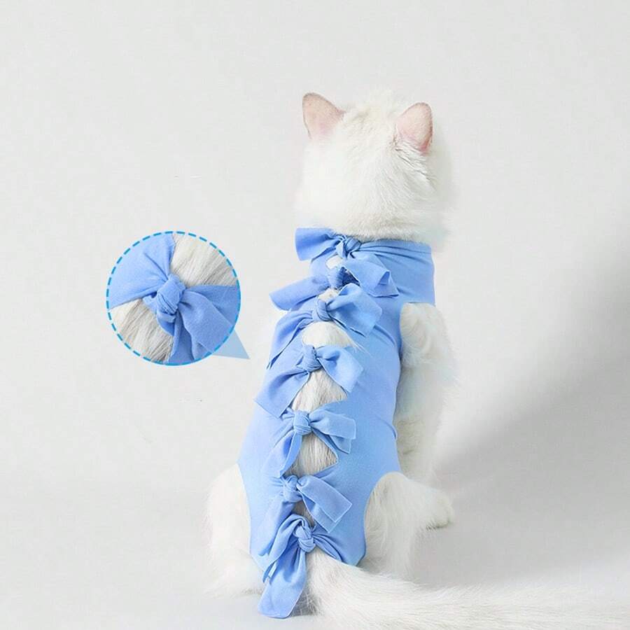 Cat Recovery Suit Adjustable Tie Closure Post Surgery Bodysuit Soft Pet Surgical Recovery Clothing For Cats Small Dogs - Multicolor - View 1