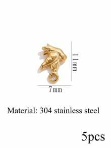 5-Piece Set Of 18K Gold-Plated Stainless Steel Heart, Pineapple, And Small Flower Pendants For DIY Necklace And Bracelet Jewelry Making - 1 Pendant - View 13